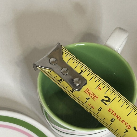 Starbucks Demi Espresso Mini Cup Mug Saucer Candy Striped Holiday 2007 Set - Picture 10 of 10